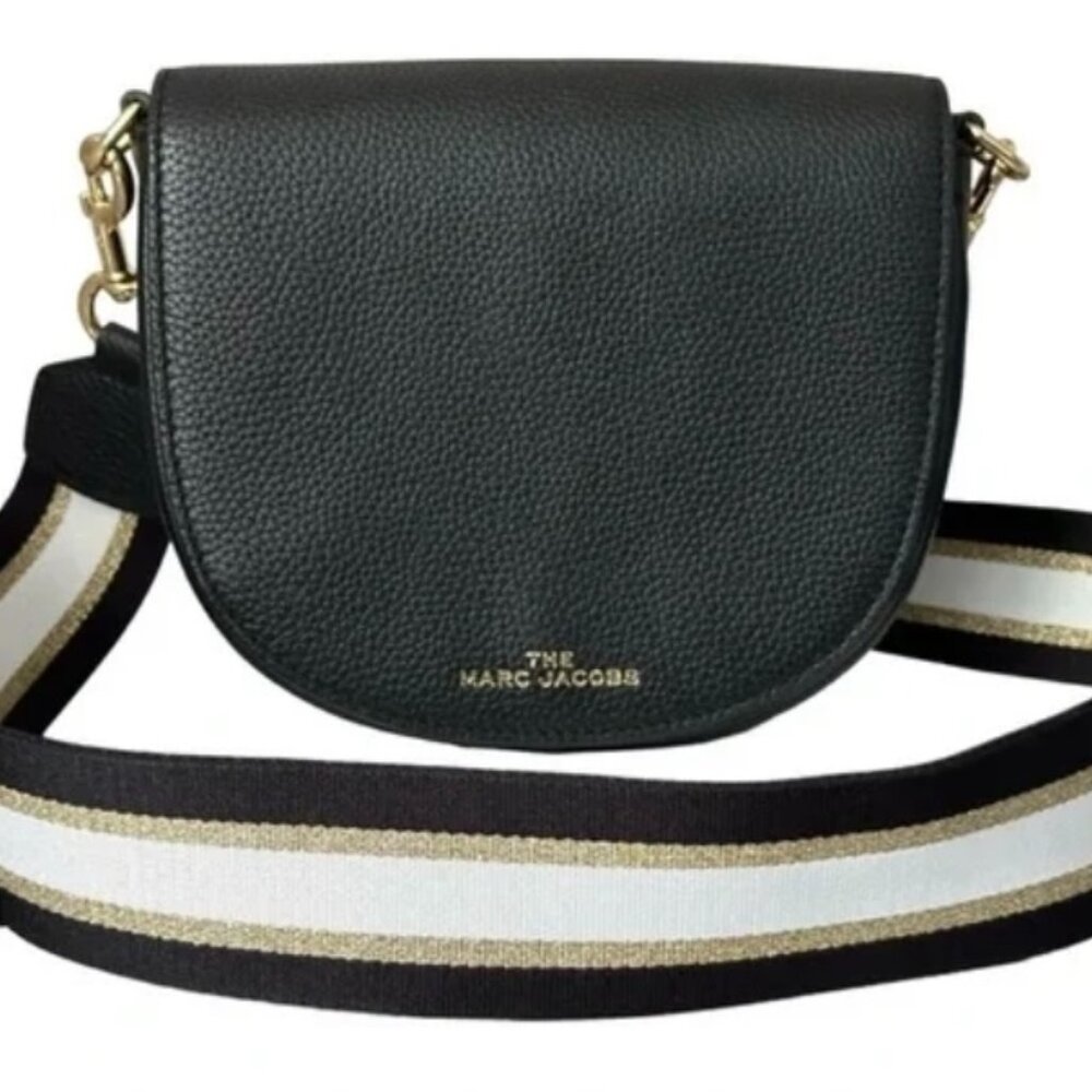 MARC JACOBS BLACK COURIER MINI LEATHER SADDLE BAG